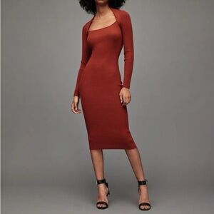 ALLSAINTS Rea Ribbed Midi Dress size small